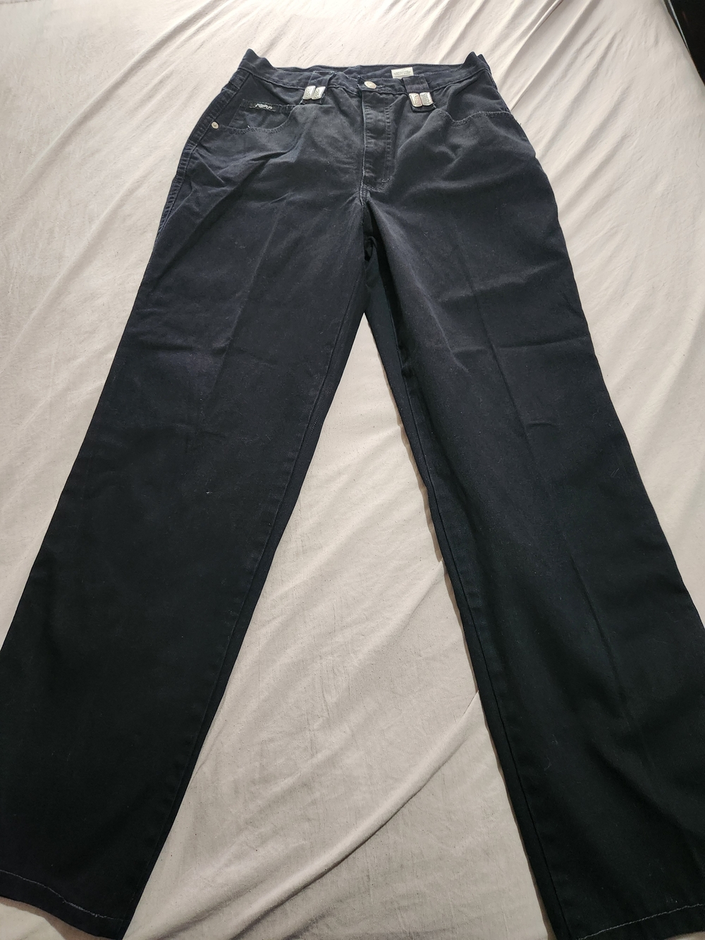 Roper Vintage Western High Waisted Black Metallic Belt Loop Wide-Leg Jeans